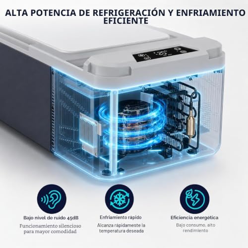 Nevera portátil de compresor 12V 24V 230V con control por app coche y camping mini de 15L 3
