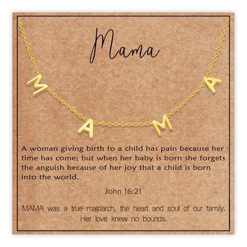 SmileBelle Mama Necklace as New Mom Gifts, Mom to Be Gift as First Time Mommy Gifts Mother Necklace as Pregnancy Gift for Expecting Mommy Mama to Be Jewelry as New Mam After Birth