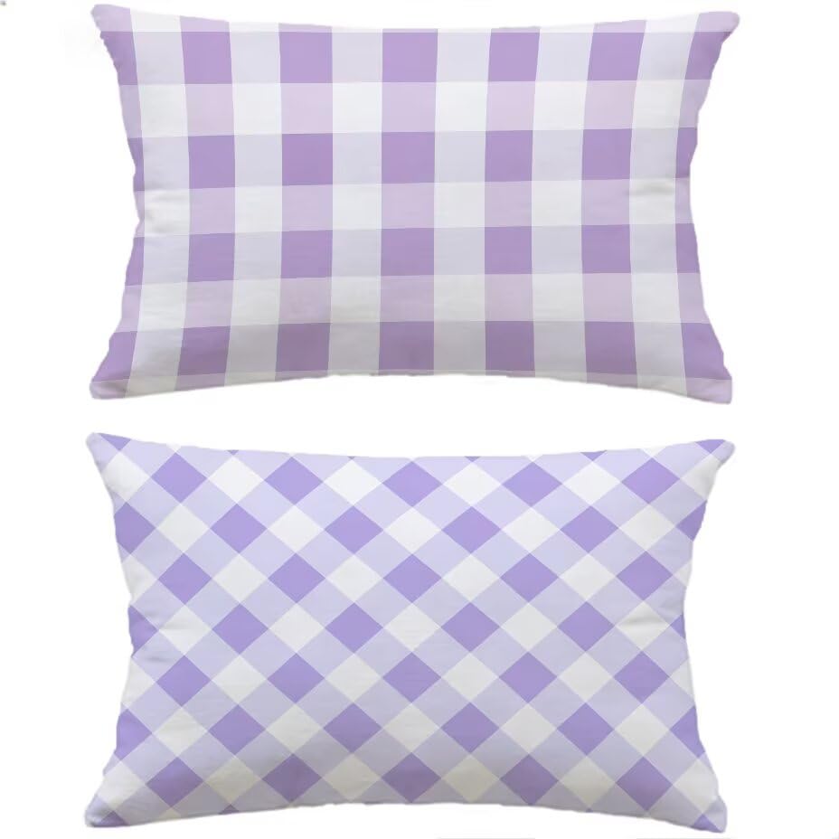 Housse de coussin extérieur 80x100 violet lot de 2 imperméable aspect lin pour canapé jardin M-P555