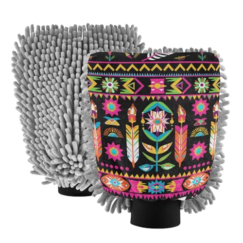 Guanto da lavaggio antigraffio con fiori in stile bohémien per lavaggio auto