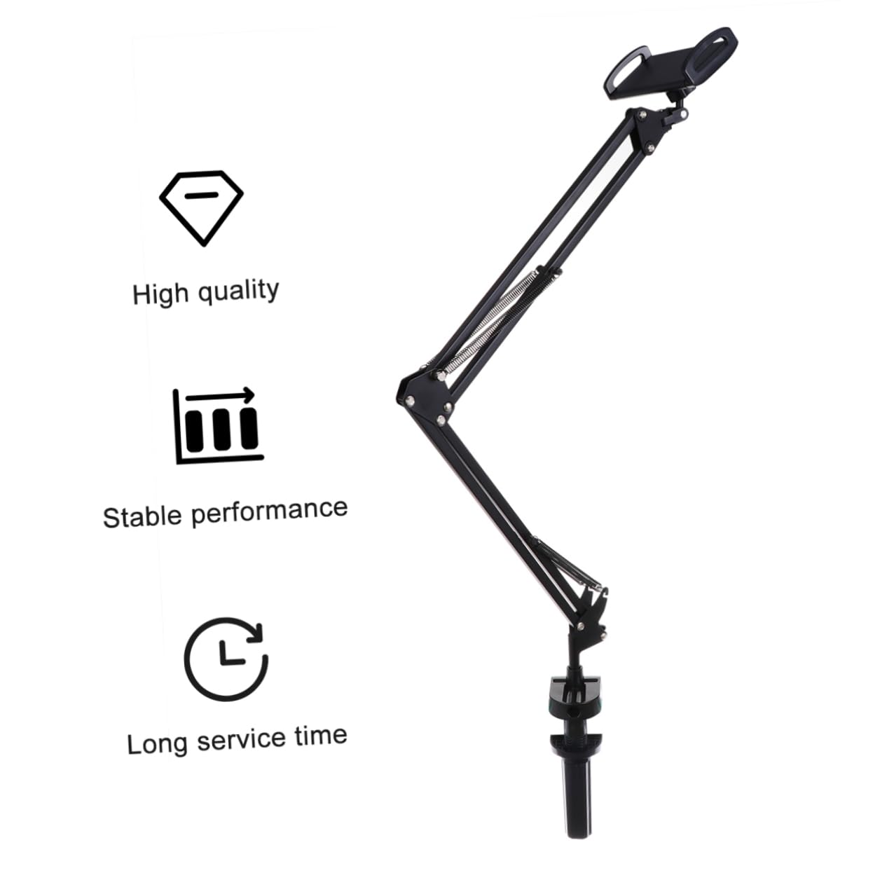 Homoyoyo Supporto per Tablet e Telefono da Tavolo, Braccio Articolato, Angolo Regolabile, Installazione Facile, Clip, Nero