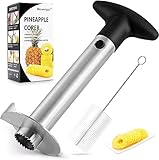 Pineapple Corer and Slicer Tool, Stainless Steel Pineapple Core Remover Tool, Stainless Steel Pineapple Cutter for Home Kitchen with Sharp Blade for Diced Fruit Rings