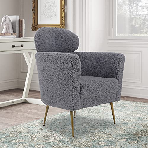 Sillón Medio Respaldo Sherpa Gris Metal miniatura 1