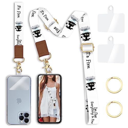 Phone Lanyard Wrist Strap Crossbody, Black Cat Cell Phone Lanyard For Around The Neck Wristlet Phone Strap Compatible With Most Smartphones, Funny Neck Lanyard For Keys Iphone Case Id Badges #TOP9