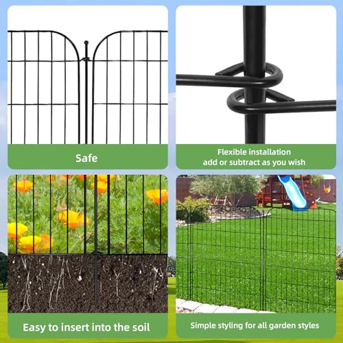Decorative Garden Fence, 10 Panels 40 in(H) X 23.6 ft(L) Rustproof Metal Wire No Dig Dog Fence Outdoor for Yard, Temporary Tall Garden Fence Animal Barrier Decor for Yard & Patio
