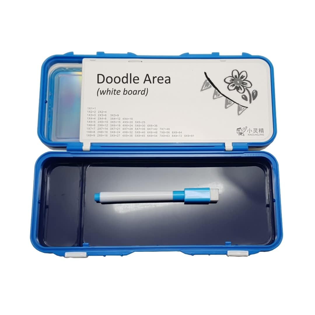 Vibgyor Vibes Double layered pencil Box For School Boys and Girls with a small whiteboard and a marker- Pack of 1 (Space) 4