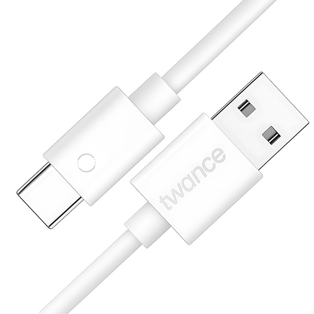 twance PVC Fast Charging Type C to USB Cable - (White 2 Meter) I 3.1A 480 Mbps Data transfer & Unbreakable Quick Charge C Type Cable I Compatible with All C Type Devices Smartphone, Tablet, Laptop