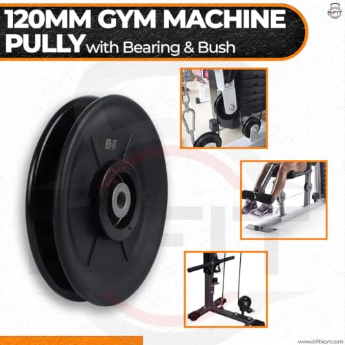 Image of B Fit ABS Plastic Gym Pulley with inbuilt Bearing and Bush- Heavy Duty Wheel Cable Gym Fitness Equipment Replacement 4 Pcs (120 MM-4 Pcs) | Gym Machine Attachment