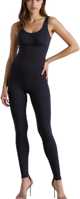 Jumpsuit for Women Workout Seamless Jumpsuits Yoga Ribbed One Piece Tank Tops Rompers Sleeveless Exercise Jumpsuits