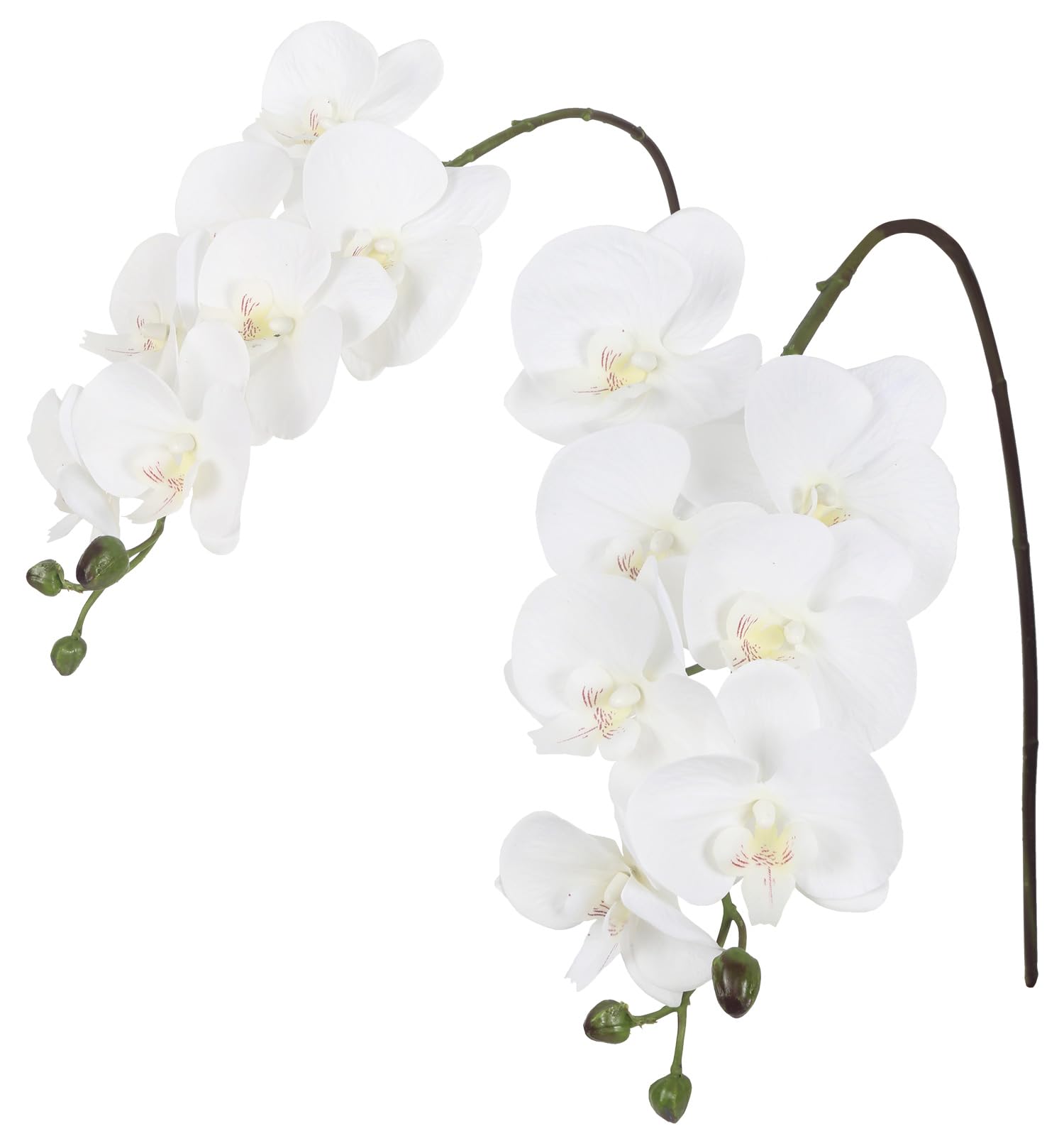 IPOPU Orchid Artificial Flowers 34.3" Real Touch Fake Latex Phalaenopsis Branches for Home Party Wedding Bridal Shower Decoration, 2pcs White