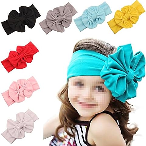Butterme 8Pcs moderne Baby Mädchen Baumwoll Turban Bowknot elastisches Stirnband Kopf Verpackungs Haar Band Fotografie Stirnband Cover