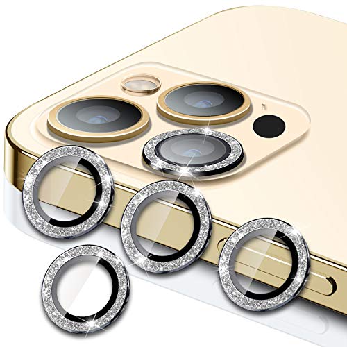 [3+1] Wsken Camera Lens Protector for iPhone 12 Pro Max (6.7 inch), Upgraded HD Tempered Glass Aluminum Alloy Lens Screen Cover Film with 1 Extra Replacement- Sparkling