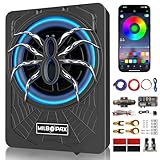1200W 10 Inch Subwoofer, Upgraded Under Seat Powered Subwoofer and amp package with App-Controlled RGB Light Effects, Ultra-Slim Truck & Car Subwoofer, Powerful bass and Enhanced Heat Dissipation