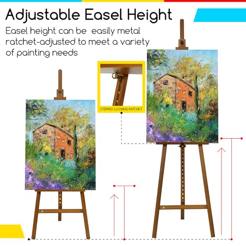 Image of MEEDEN Painting Wooden Art Easel: Solid Beechwood, Hold Canvas up to 43 inch