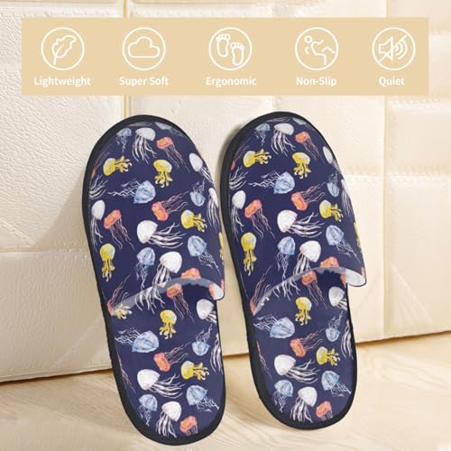 Colorful Jellyfish Print House Slippers For Women And Men,Soft Slippers With Memory Foam,Non-Slip Indoor Home Shoes2