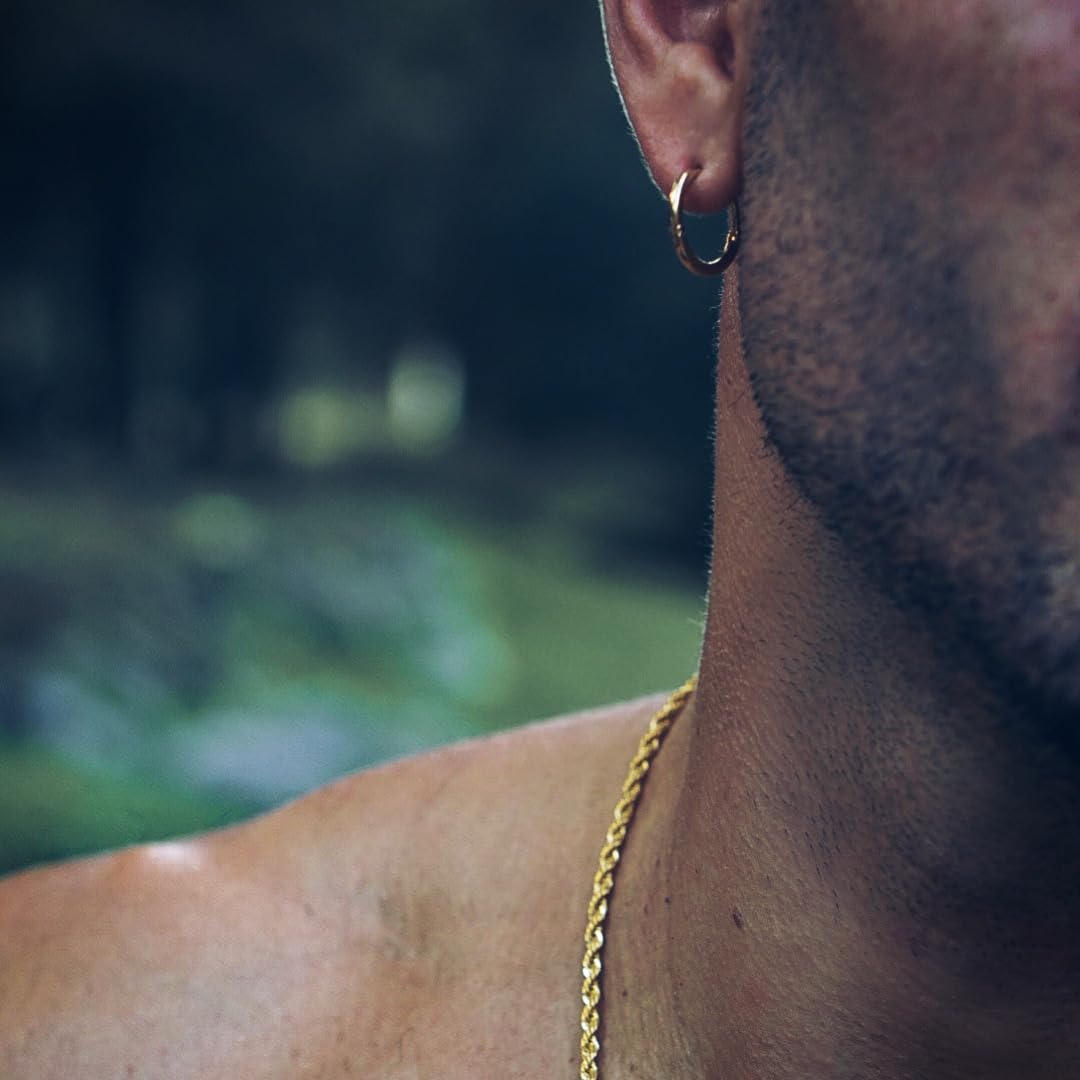 DVRK® 2 Orecchini Uomo Cerchio in Oro 18k o Argento su Base di Acciaio Inossidabile 316L - Orecchini Uomo 15 mm Resistenti all'Acqua e al Sudore - Gioelli - Unisex
