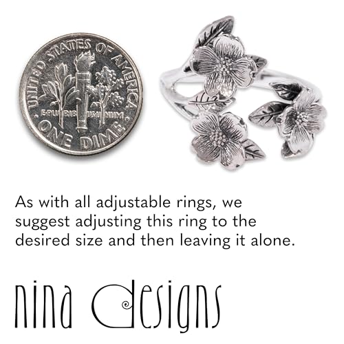 NINA DESIGNS Sterling Silver Rings - Sterling Silver Adjustable Ring, Silver Jewelry for Women, 925 Sterling Silver, Gift for Women Women’s Rings4