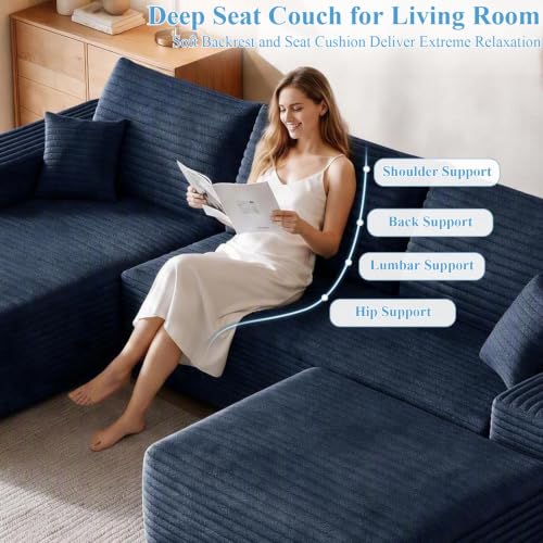 Image of Boneless Cloud Sectional Couch Modular Sofa with Ottoman for Living Room