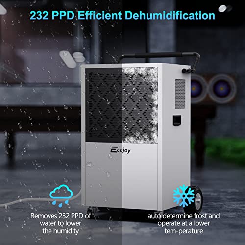 232 Pint Commercial Dehumidifiers For Basements With Drain Hose In Area 8000 Sq.ft, Large Dehumidifier For Industry Water Damage Unit,Warehouse, Auto Defrost, Moisture Removal Up To 29 Gallons/Day #TOP5