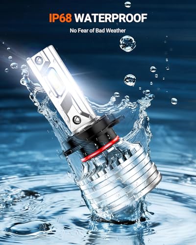 Image of SEALIGHT H7 Bulbs, 90,000LM 14X Brightness, H7 6500K Cool White LED Bulbs, IP68 Waterproof 70000Hrs Lifespan, 5X Heat Dissipation driving LED Bulbs, Plug and Play, 2 Pack
