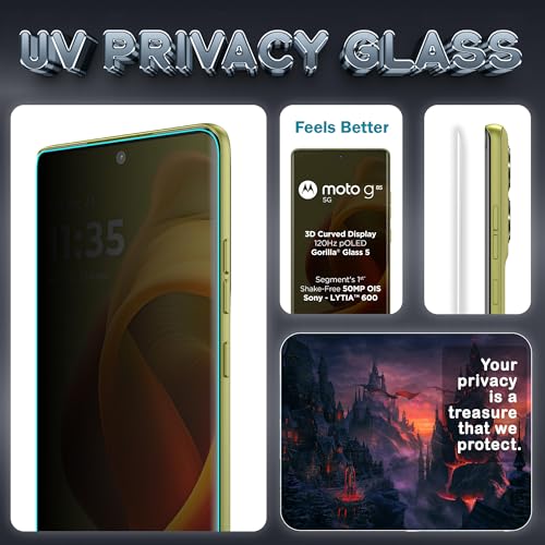 Image of FIRST MART UV Privacy Tempered Glass for Motorola G85 | Anti-Spy 9H Curved Screen Protector, Edge-to-Edge, Case-Friendly | 1 Pack