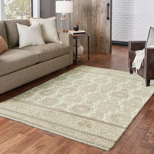 Oriental Weavers Craft Hand-Made Wool Area Rug - 93002-3'6" x 5'6" - in Ash/Sand - Scandinavian Inspired, Hand-Made Wool Rugs, Entrway, Bedroom Rug