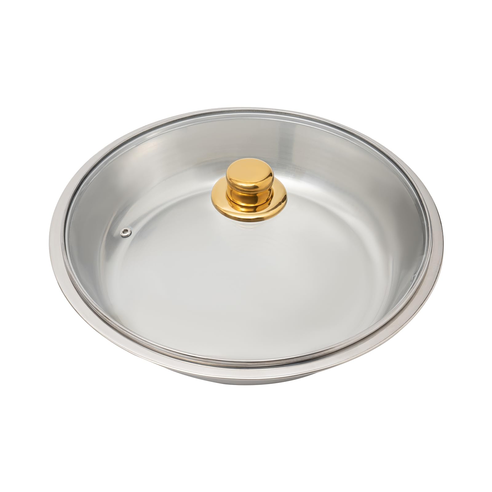 Chafing Dish Buffet Set, 5L Rund Warmhaltebehälter, Edelstahl Speisewärmer mit Lagerung der Deckel, für Familientreffen, Party (Gold)