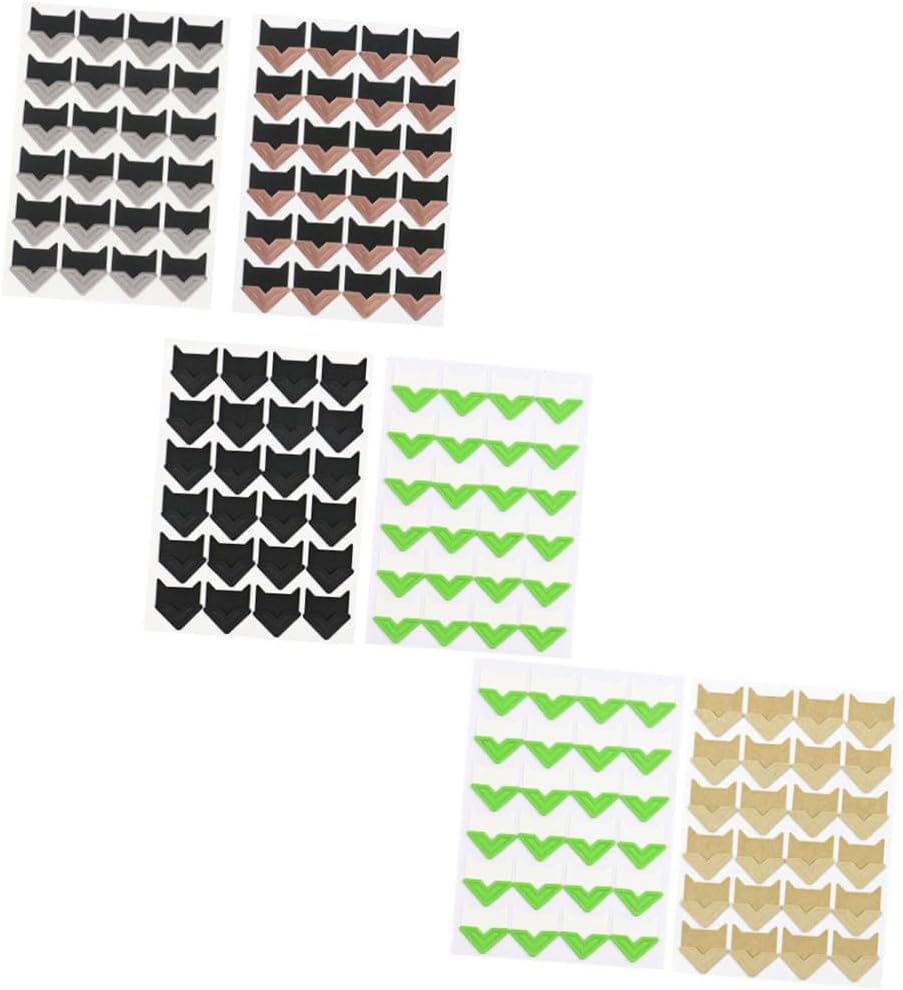 CORHAD Self Adhesive Photo Corners Scrapbooking Border Stickers Photo Mounting Corners 6 Sheets Set Random Color