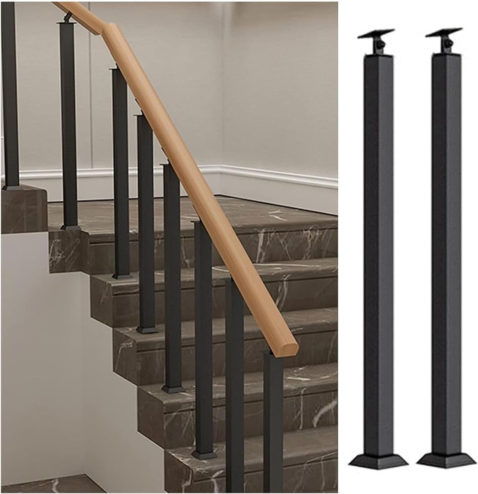 Poteau de rampe réglable à 270° en métal noir pour sécuriser vos escaliers et balcons