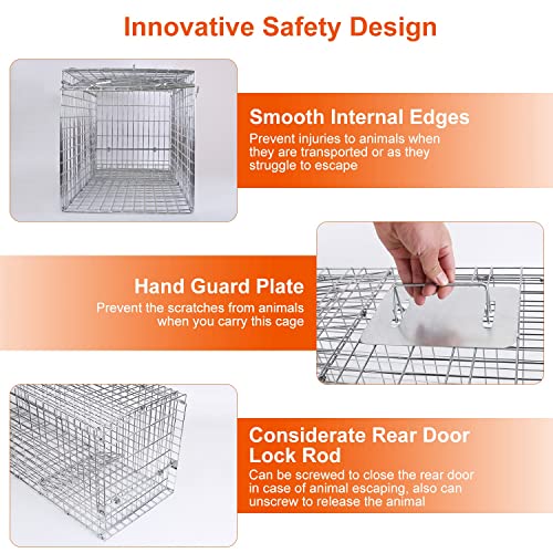 KOCASO Large Live Animal Trap Cage, 31\"x11\"x12\" Foldable Heavy Duty Humane Rat Trap for Indoor and Outdoor, Metal Mouse Trap for Squirrel Gopher Chipmunk Mice Raccoon, Easy to Catch and Release