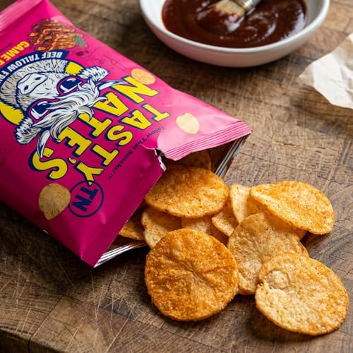 Image of Tasty Nate's Beef Tallow Potato Chips - Game Day BBQ Flavor Kettle Chips Fried in 100% Beef Tallow Seed Oil Free - Gluten Free Healthy Snacks Paleo Friendly 7oz Bag - Pack of 4