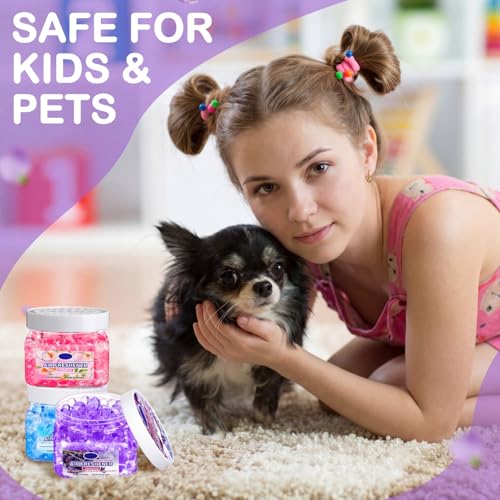 Image of 12 Pcs Air Freshener Bulk Odor Gel Eliminator Beads 8 Oz, 4 Scent | Long Lasting Air Freshener Beads in Jar Eliminates Odors in Home Bathroom, Car, Boat, Rvs, Pet, Ocean Lavender Rose Lemon