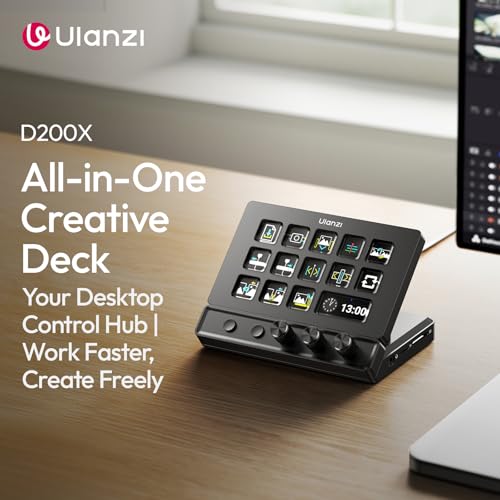 Image of ULANZI D200X Stream Controller with 3 Knobs, 14 Customizable LCD Keys Macro Keyboard, 8-in-1 USB-C Hub Docking Station with 4K HDMI Content Creator Equipment for OBS /Video Editing /Photography /PC