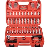 Egofine 1/4”Drive Socket Ratchet Wrench Set,101 PCS Metric(4-14mm),SAE(5/32-9/16”),with 72-Teeth Ratchet Wrench,Bit Socket Set,Extension Bar,Allen wrench for Auto Repair and Household