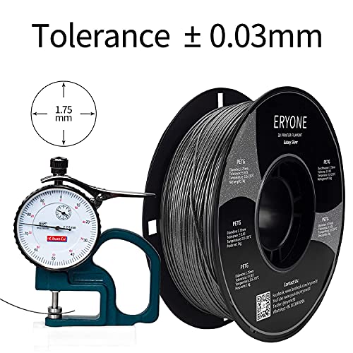 ERYONE-PETG-Filament-175-mm-3D-Printer-Filament-PETG-003-mm-1-kg-SpoolGlitter-Silver