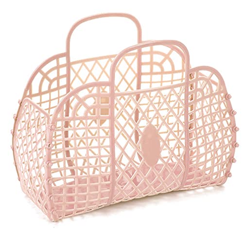 MUZHI Toddler Purse Ideal Gift Baskets Little Girl Purse Easter Basket Personalized Retro Jelly Bag 80s jelly handbag beach bag (02 Latte)