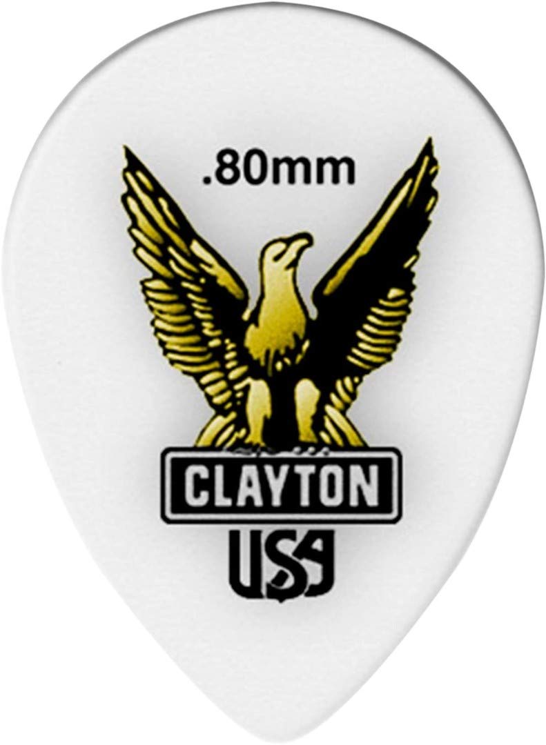 Clayton Acetal Polymer SMALL TEARDROP Picks (12-pack) 0.80 mm white