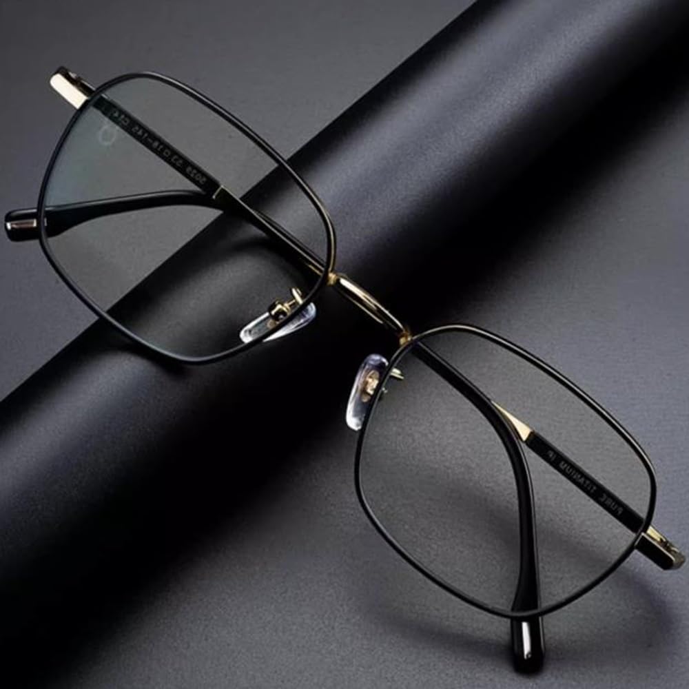 COKYIS Schwarz Gleitsichtbrille Klassische Lesebrille Quadratisch Multifokale Computerbrille Titan Presbyopie Sehhilfe Brille Superleichte Lesebrillen (Color : Gold, Size : +3.0)