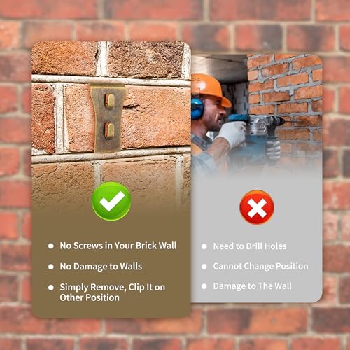 Image of 50 Pack Brick Hook Clips Heavy Duty Brick Hooks Brick Clips for Hanging Outdoors, Brick Hanger Wall Clips Fits 2-1 /4 to 2-3 /8, No Drill