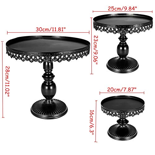 WOOPOWER Cake Stand, Round Cupcake Stands Metal Dessert Display with Pendants and Beads, Cake Stands Tray Wrought Iron Plates Party Birthday Dessert Display Wedding Decor - 7.8x6.8inch - Thumbnail 5