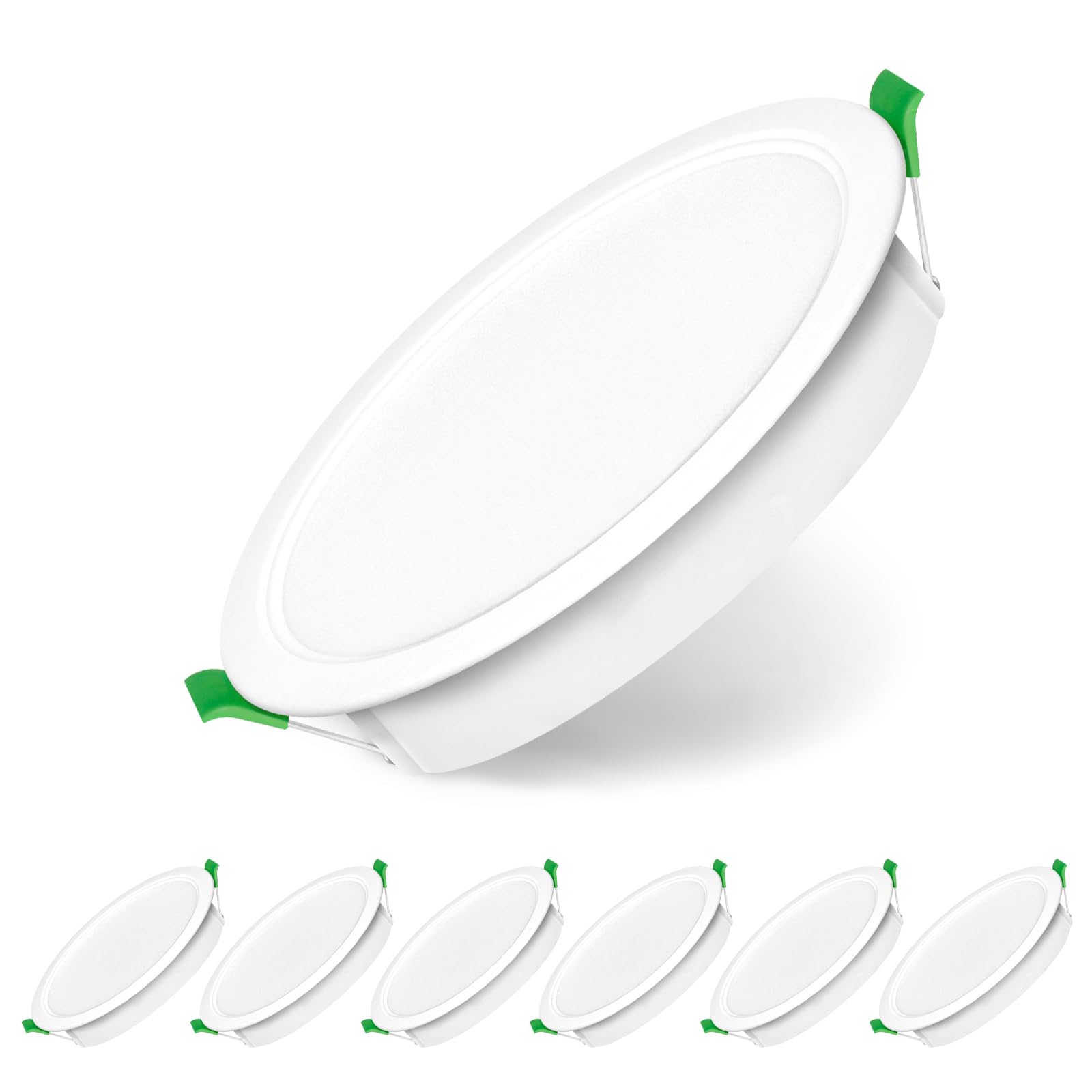 Jaenmsa Led Spots 230V, Einbaustrahler 12W 125-135mm EinbauØ, IP44, Nicht Dimmbar, Deckenspots Flach Kaltweiß 6500K für Badezimmer, Küche, Wohnzimmer, 6er Set