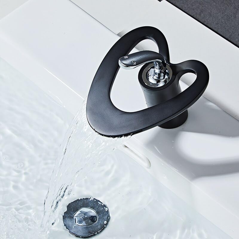 Robinet de lavabo cascade mitigeur haut de gamme noir pour salle de bains