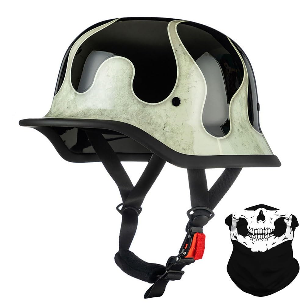 Antiguo Estilo Alemán Motocicleta Medio Casco, ECE Aprobado, Adulto Hombres Mujer Cara Abierta Bhelmet, Harley Helmets de Moto, para Bicicleta Crucero Helicóptero Scooter
