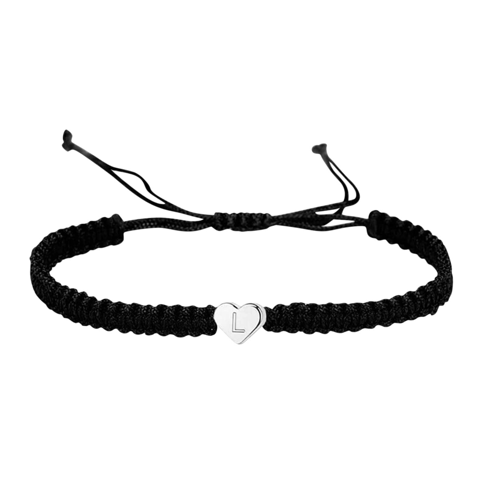 Pulsera Letra Inicial A-Z Pulseras con Iniciales Cadena Ajustable Trenzada Hecha a Mano para Mujer y Hombre con Inicial de Nombre Pulsera Corazón con Letra Grabado Regalo para Familia, Amiga, Novios