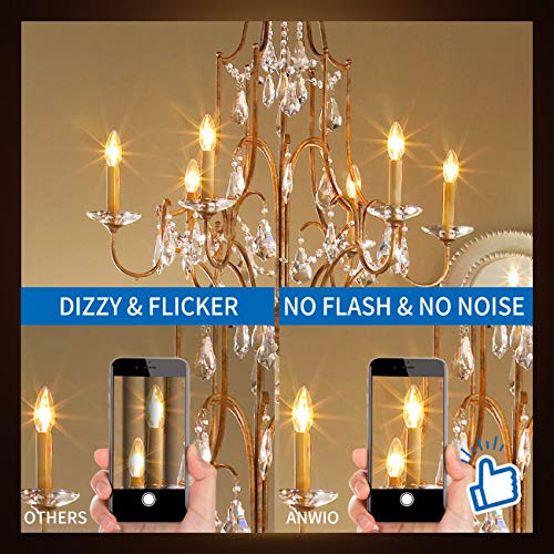 ANWIO E14 Kerze LED Lampe für Kronleuchter, 4W Ersetzt 40W Glühbirne, 470 Lumen Leuchtmittel, Warmweiß 2700K, Filament Fadenlampe, Glas, nicht dimmbar (12er Pack) – Bild 6