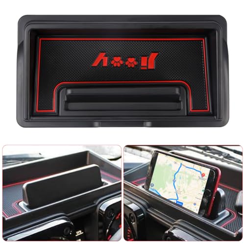 Image of STHIRA Compatible with Suzuki Jimny JB64 JB74 Dashboard Interior Dashboard Storage Box with 2 Silicone Lining Pads Self Adhesive Accessories Tray Phone Holder Car Organizer Tray for JB64 JB74