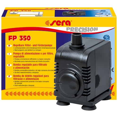 sera Filter- und Förderpumpe FP 350 | regelbare Unterwasserpumpe für Aquarium Süß- & Meerwasser | Filterpumpe Förderpumpe Strömungspumpe | kompakt energiesparend | Keramikachse | 1,8 m Kabel