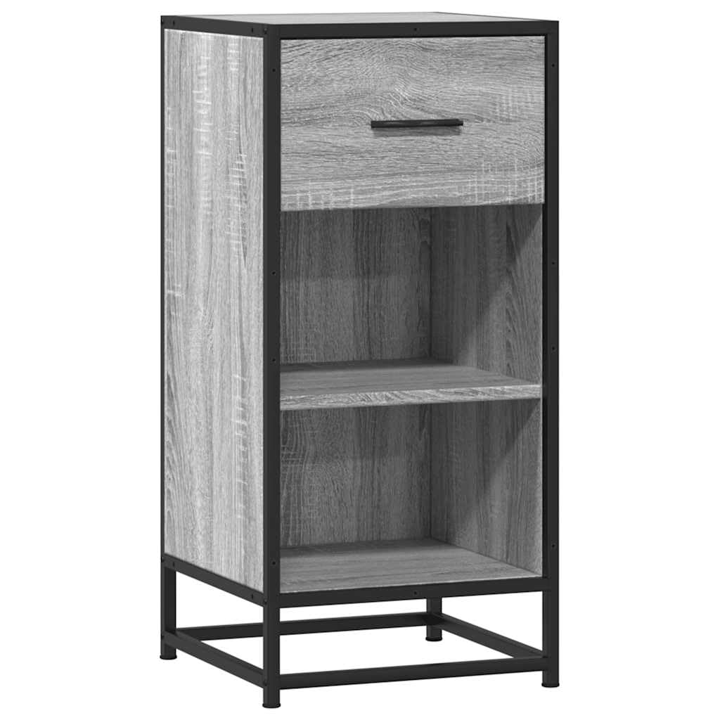 Aparador gris Sonoma de 35,5 cm con cajón y estructura metálica para salón
