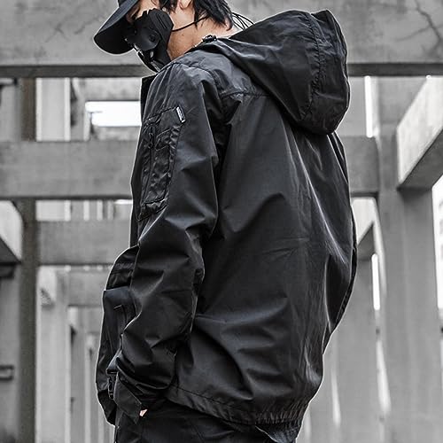 XYXIONGMAO Streetwear Hooded Black Jacket Techwear Windbreaker Cyberpunk Tactical Cargo Streetwear Jacket Bomber Jacket Men3