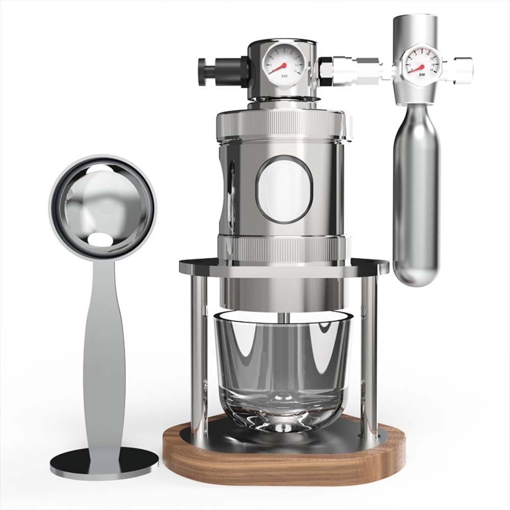 Coffee Machine，Espresso Maker, 58mm Pneumatic Portable Manual Coffee Machine with Pressure Gauge, 16Bar Fast Extraction, Stainless Steel, Detachable Design for Home, Travel, Camping